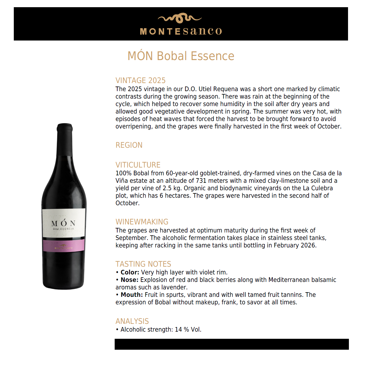 Montesanco MÓN Bobal Essence 2025 (750ml)